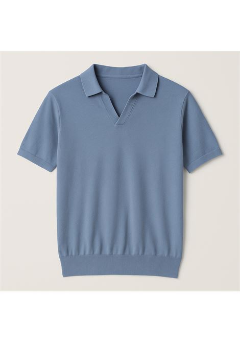 Polo Uomo Chambray in Cotone Crepe Urban Fit ALPHA STUDIO | Polo | AU-1021B1004